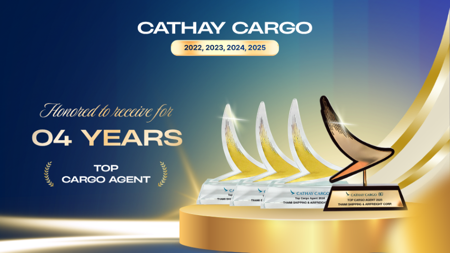 Cathay Cargo honored TMC with four consecutive “Top Cargo Agent” Awards (2022–2025)